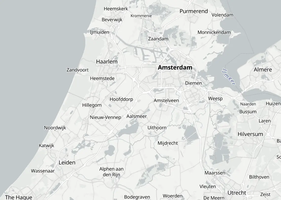 Map of the Schiphol region with the logistics providers and warehouse locations within 30 km