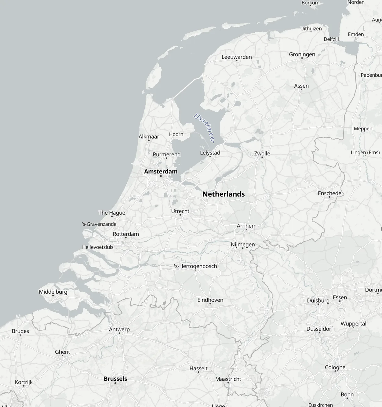 Map of the region with the logistics providers and warehouse locations within 200 km